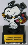 Snoopy with basket of flower 'Thinking about you makes my whole day' Trophy