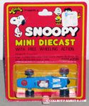Snoopy driving Blue Racecar