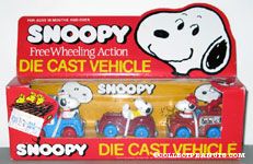 Die Cast Vehicle Set - Snoopy in Ice Cream Truck, Convertible Sports Car, Fire Truck