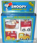 Snoopy Friction Car Set - Train Engine, Taxi, Doghouse and Bathtub