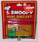 Snoopy riding in back of Hay Truck