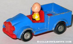 Charlie Brown in Blue and Red Car 