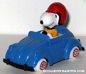 Snoopy in Blue VW Beetle