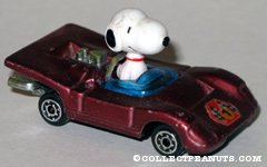 Snoopy in purple race car