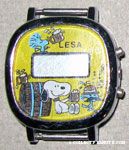 Snoopy & Woodstocks drinking from mugs by barrel Watch