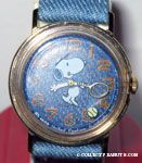 Snoopy playing tennis with denim band & face Watch