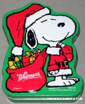 Santa Snoopy holding gift sack Tin Container