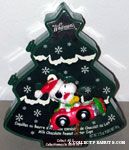 Snoopy & Woodstock wearing stocking caps in Red Convertible Ornament & Chocolate Box
