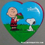 Charlie Brown feeding Snoopy Valentine's Heart-shaped Candy Box