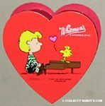 Woodstock singing on Schroeder's piano Heart-shaped Valentine's Chocolate Box