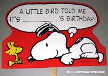 Snoopy & Woodstock 'A Little Birdie Told Me It's Blank's Birthday' Yard Sign