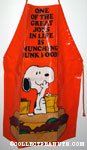 Snoopy sitting on hamburger eating 'One of the great joys in life is munching junk food' Apron