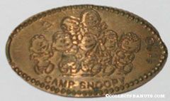 Peanuts Gang carrying Snoopy & Charlie Brown Camp Snoopy Pressed Penny