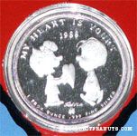 Peanuts Valentine's Silver Collector's Coin 1988 1 Troy Oz