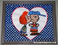 Peppermint Patty kissing Charlie Brown Crewel Stitchery Picture