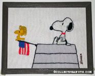 Snoopy & Woodstock on Doghouse Crewel Stitchery Picture