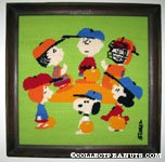 Peanuts Gang playing Baseball Finished Needlepoint Picture