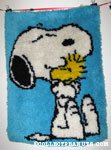 Snoopy hugging Woodstock Latch Hook Rug