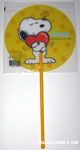 Snoopy hugging heart with Woodstock Fan