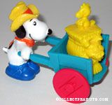 Farmer Snoopy with wheelbarrow, haystack and Woodstock Toy