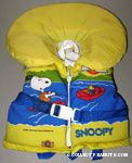 Snoopy waterskiing and Woodstock driving boat Life Jacket with head support