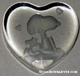 Snoopy & Woodstock sitting heart-shaped glass Paperweight