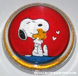 Snoopy hugging Woodstock glass dome Paperweight