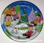 Peanuts Gang dancing around Christmas Tree Plates