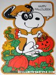 Snoopy wearing mask dancing in pumpkin patch Halloween Press-out