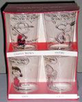 Charlie Brown, Snoopy, Lucy and Linus clear plastic glass set