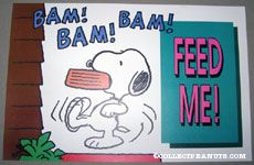 Snoopy kicking front door 'Feed Me' Placemat