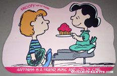 Schroeder & Lucy 'Happiness is a friend, music and lots of icing' Placemat