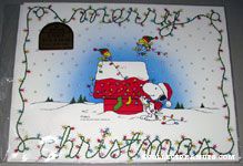 Snoopy & Woodstocks decorating doghouse 'Merry Christmas' Placemats