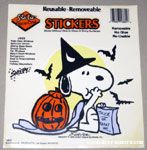 Snoopy witch eating out of trick-or-treat bag with Pumpkin Static Stick-on Window Cling