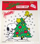 Snoopy & Woodstock decorating Christmas Tree Static Stick-on