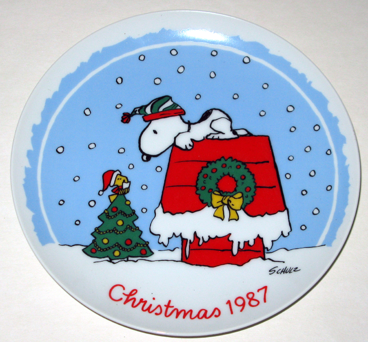 Snoopy & Woodstock 1987 Christmas Plate