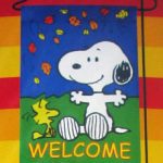 Snoopy & Woodstock with leaves ‘Welcome’ Mini Flag