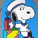 Snoopy sailor leaning on gift boxes Gift Tag