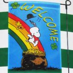 Snoopy & Woodstock on rainbow St. Patrick’s Day Mini Flag