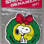 Snoopy sitting in wreath Wood Ornament