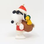Joe Cool as Santa with Woodstock in bag Ornament