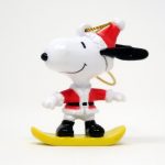 Santa Snoopy on Snowboard Ornament