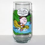 Charlie Brown rowing raft McDonald's Camp Snoopy Glass