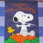 Snoopy & Woodstock on pumpkin Halloween Large Flag