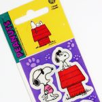 Snoopy & Woodstock on paw print background Stickers