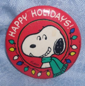 Snoopy Happy Holidays Hallmark Pinback Button