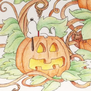Linus and Snoopy Halloween Coloring Page - Peanuts Adult Coloring Book