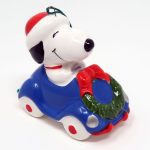Snoopy in Car Ceramic Christmas Ornament