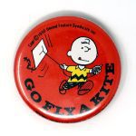 Charlie Brown Flying Kite Button