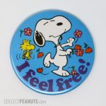 Snoopy and Woodstock dancing with flowers 'I Feel Free' Compact Mirror
